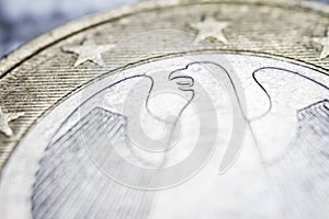 Two euro coin macro detail