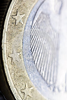 Two euro coin macro detail