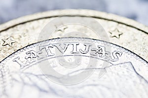 Two euro coin macro detail