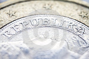 Two euro coin macro detail