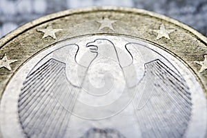 Two euro coin macro detail