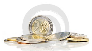 Two euro coin on white background