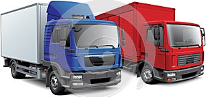 Two European box trucks