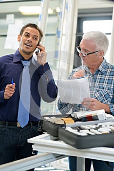 Two excited businessmen during meeting