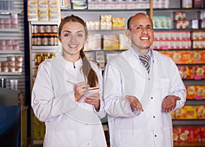 Two experts in drugstore