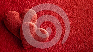 The fabric hearts on red.AI generated image
