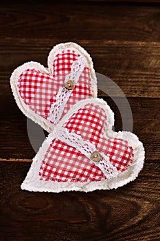 Two fabric hearts for valentines