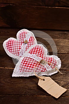 Two fabric hearts for valentines