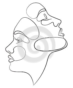 Two faces, one line drawing an illustration of fashionable women.