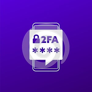 two factor authentication or 2FA vector icon