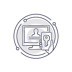 two factor authentication line vector illustration
