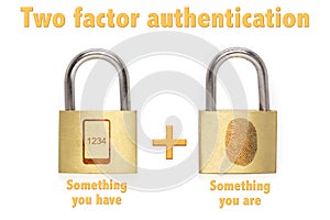Two factor authentication padlocks concept are and have