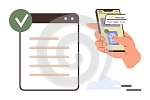 Two-factor authentication process with security code and biometric verification on smartphone