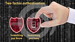 Two factor authentication shields concept have and know