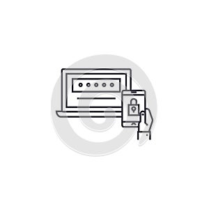 Two factor authentication vector line icon, sign, illustration on background, editable strokes photo