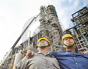 Two Factory workers standing together