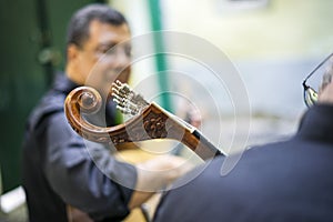 Two fado guitarists with acoustic and portuguese guitars