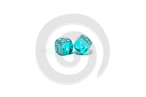 Two falling dice, isolated on White