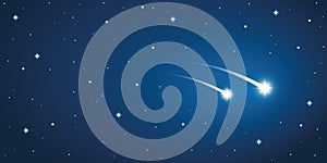 Two falling stars in the starry sky