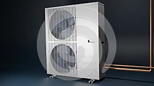 Two-fan air conditioner outdoor unit operating