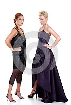 Two fashion models posing