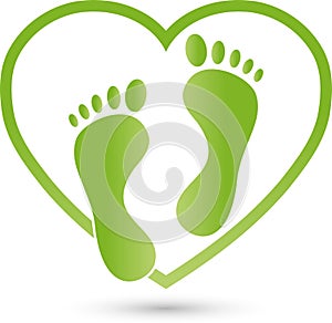 Two feet and heart, Two feet, foot care and podiatry logo