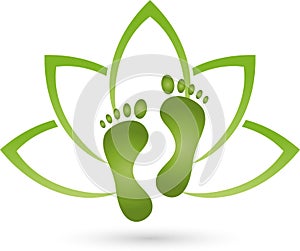 Two feet and leaves, foot care and podiatry logo photo