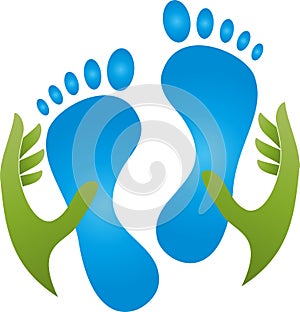 Two feet and two hands, foot care and massage logo