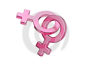 Two female sex symbols isolated on white background. Venus symbol for women. Gender sign. Love, LGBT community. Lesbians