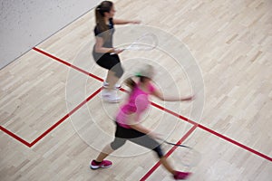 Two female squash players