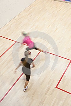 Two female squash players
