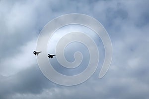 Planes fly in the sky