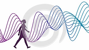 Two Figures with Abstract Sound Waves, Symbolizing Dialogue and Interaction, vector design Generative AI