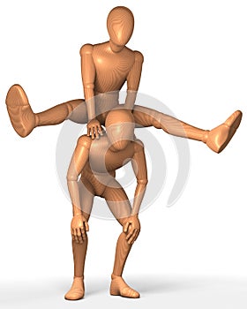 Two figures leapfrogging