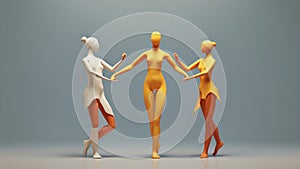 Two figures representing selfesteem and selfconcept dance together in harmony, each one completing the other to form a