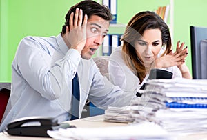 Two financial specialists working in the office