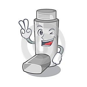 Two finger asthma inhalers in cartoon medicine box