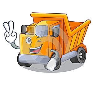 Two finger cartoon truck transportation on the road