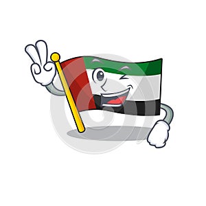 Two finger flag united arab emirates isolated cartoon