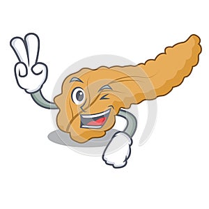 Two finger pancreas character cartoon style photo