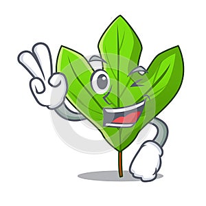 Two finger sassafras leaf in the cartoon stem