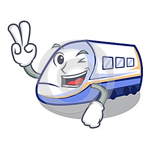 Two finger shinkansen train transportation in shape characters