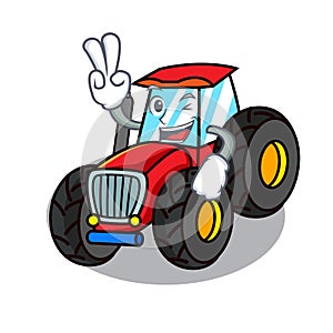 Two finger tractor character cartoon style