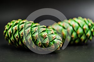 Two fir-cones on the black background