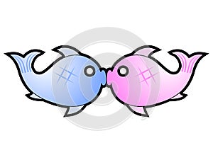 Two fish kissing