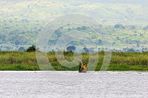 Two fishermen on lake Albert in Uganda