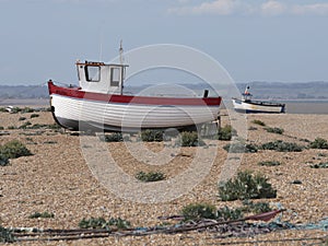 Two fishing boats on Dungeness beach