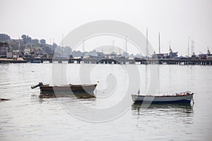 two fishing boats in the harbor, Thessaloniki Greece