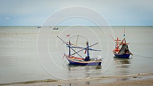 Two Fishing boats at Pak Nam Pram, Thailand