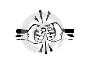 Two fists fight vector illustration